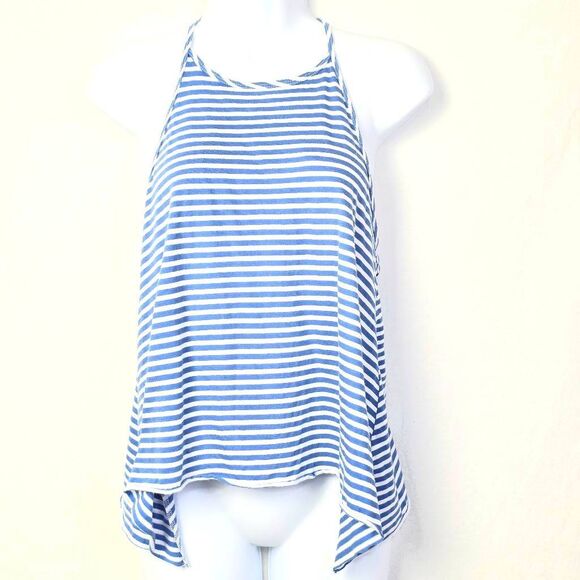 Hollister Blue White Striped Halter Tank Top M - Picture 1 of 6